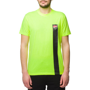 T-shirt giallo fluo da uomo con badge sul petto Ducati Corse T-Stripe, Abbigliamento Sport, SKU a722000324, Immagine 0
